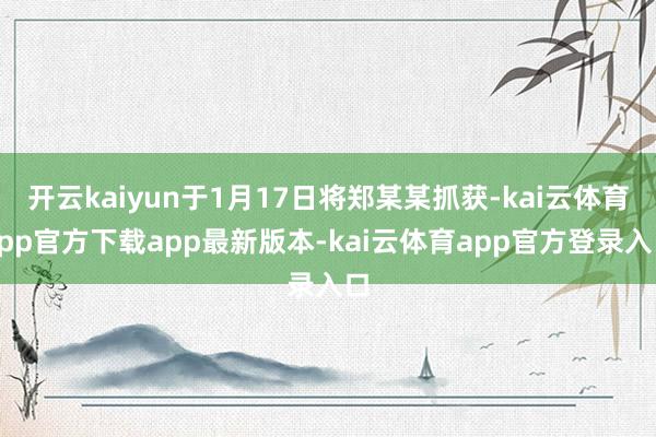 开云kaiyun于1月17日将郑某某抓获-kai云体育app官方下载app最新版本-kai云体育app官方登录入口